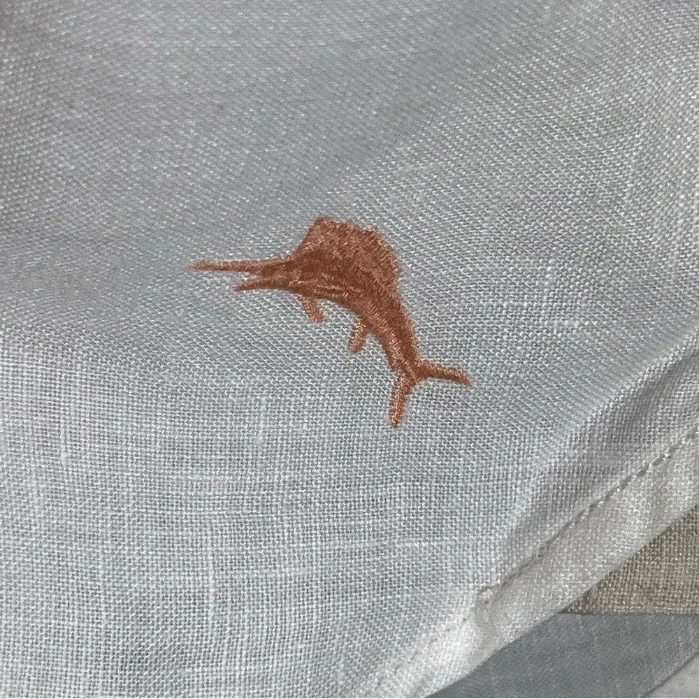 Tommy Bahama Men's Stripe-Print Long Sleeve Linen Shirt White Medium‎ Beach